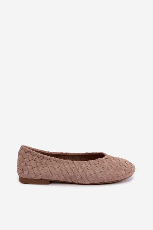 Zandkleurige ballerina's met patronen Larelle