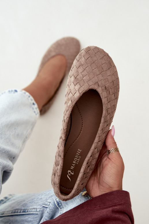 Zandkleurige ballerina's met patronen Larelle