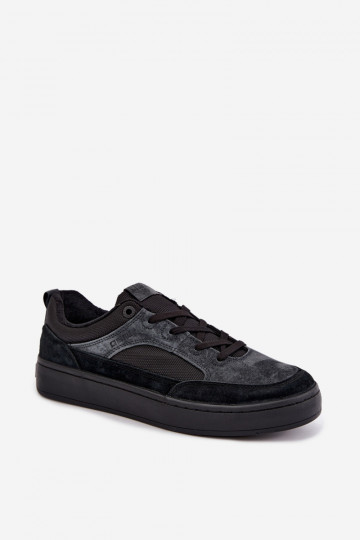 Zwarte geïsoleerde suède sneakers voor heren Big Star UU174118