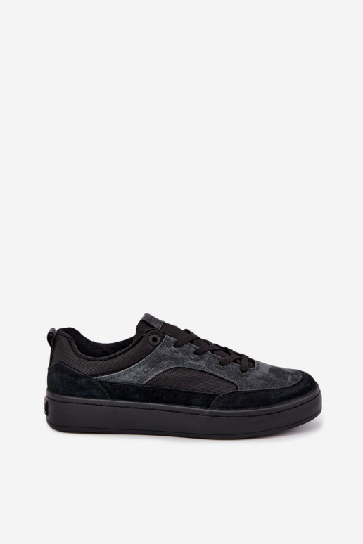 Zwarte geïsoleerde suède sneakers voor heren Big Star UU174118