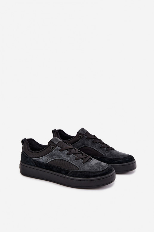 Zwarte geïsoleerde suède sneakers voor heren Big Star UU174118