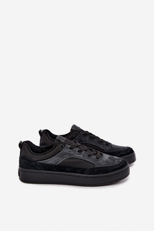Zwarte geïsoleerde suède sneakers voor heren Big Star UU174118