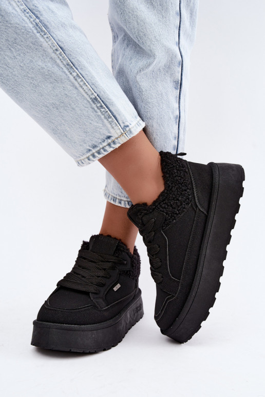 Dames sneeuwlaarzen met platform en bont Big Star SS274104 in zwart