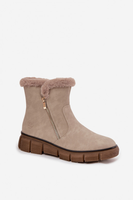 Dames zandkleurige sneeuwlaarzen met platform en neppels Briselle