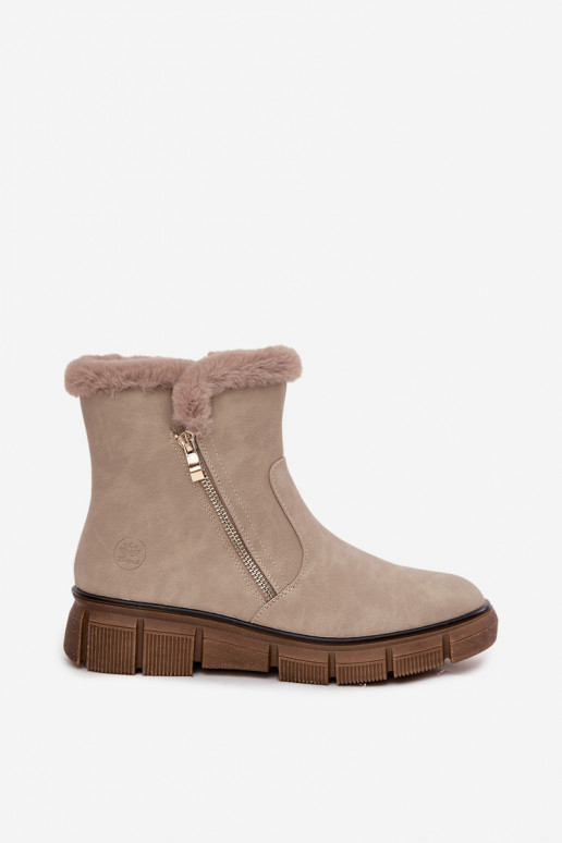 Dames zandkleurige sneeuwlaarzen met platform en neppels Briselle