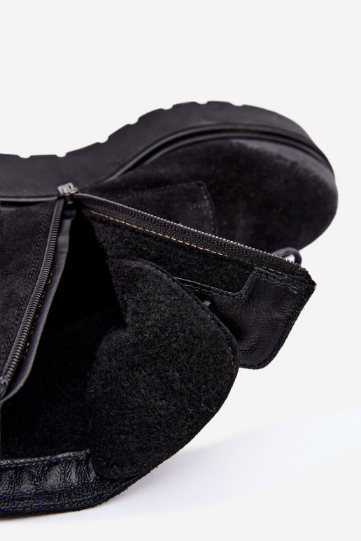 Zwarte dames enkellaarsjes met platform Zazoo 60499