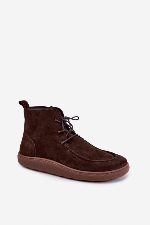 Dames enkellaarsjes iz natuurlijk suede met kralen Zazoo 30078