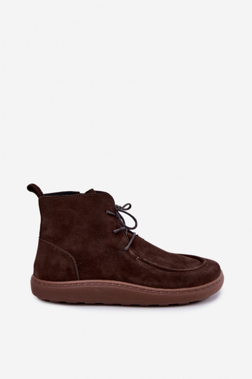 Dames enkellaarsjes iz natuurlijk suede met kralen Zazoo 30078