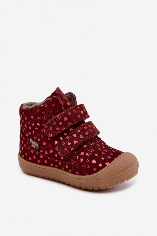 Suède kinderwinterlaarzen met hartjes Froddo G2110138-28 bordeaux