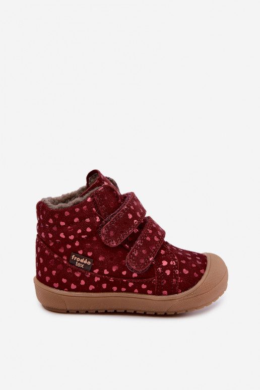 Suède kinderwinterlaarzen met hartjes Froddo G2110138-28 bordeaux