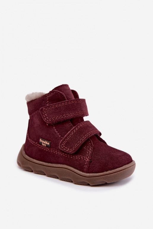 Suède kinder sneeuwlaarzen Barefoot Froddo G2110151-4 bordeaux
