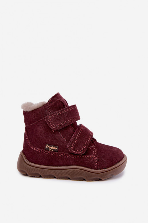 Suède kinder sneeuwlaarzen Barefoot Froddo G2110151-4 bordeaux