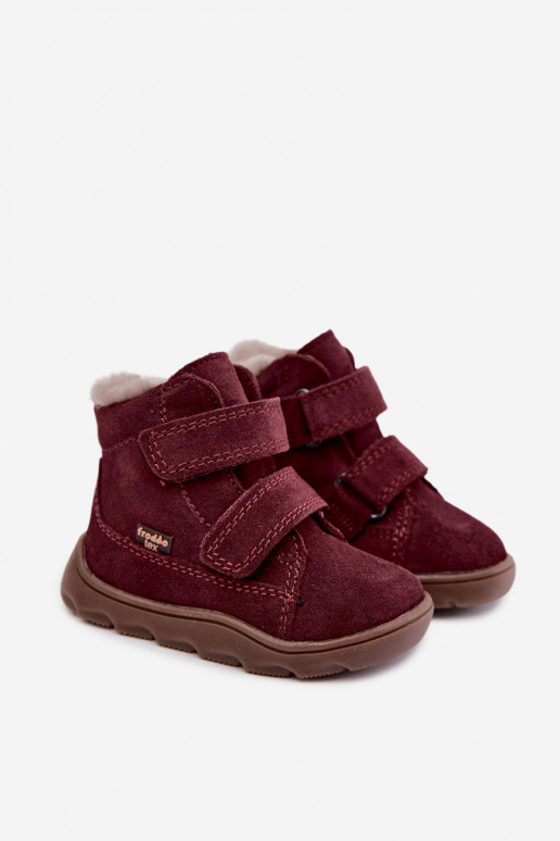 Suède kinder sneeuwlaarzen Barefoot Froddo G2110151-4 bordeaux