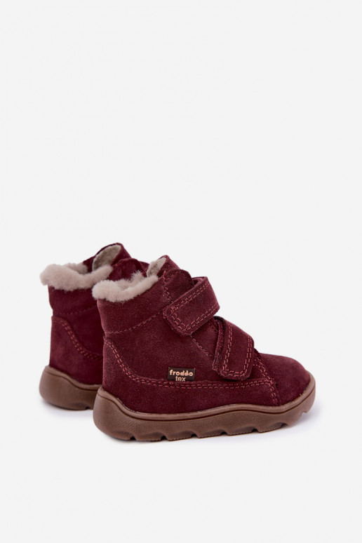 Suède kinder sneeuwlaarzen Barefoot Froddo G2110151-4 bordeaux