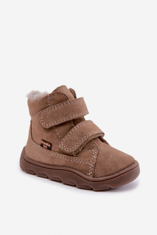 Suède kinder sneeuwlaarzen Barefoot Froddo G2110151-8 zandkleur