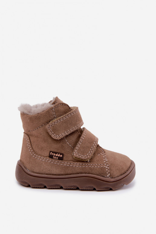 Suède kinder sneeuwlaarzen Barefoot Froddo G2110151-8 zandkleur