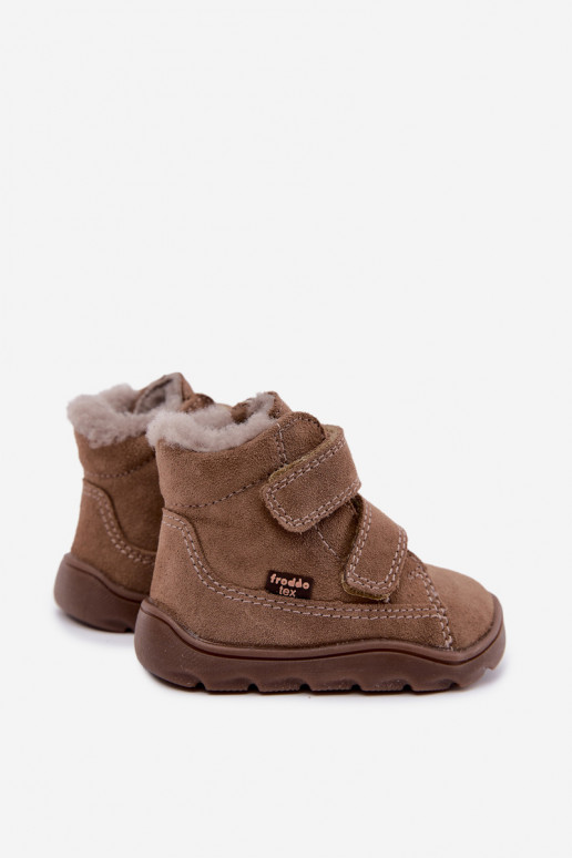 Suède kinder sneeuwlaarzen Barefoot Froddo G2110151-8 zandkleur