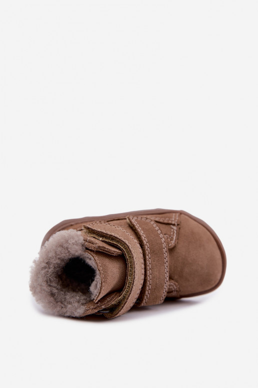 Suède kinder sneeuwlaarzen Barefoot Froddo G2110151-8 zandkleur