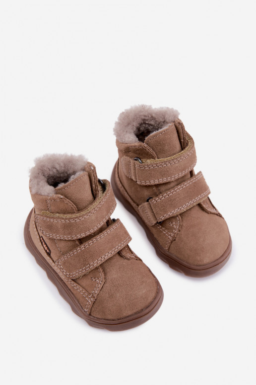 Suède kinder sneeuwlaarzen Barefoot Froddo G2110151-8 zandkleur