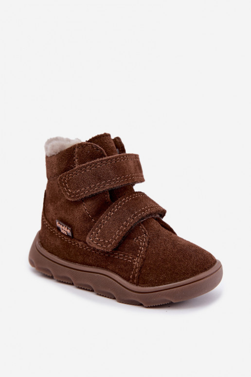 Suède kinder sneeuwlaarzen Barefoot Froddo G2110151-13 chocolade