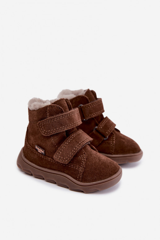 Suède kinder sneeuwlaarzen Barefoot Froddo G2110151-13 chocolade