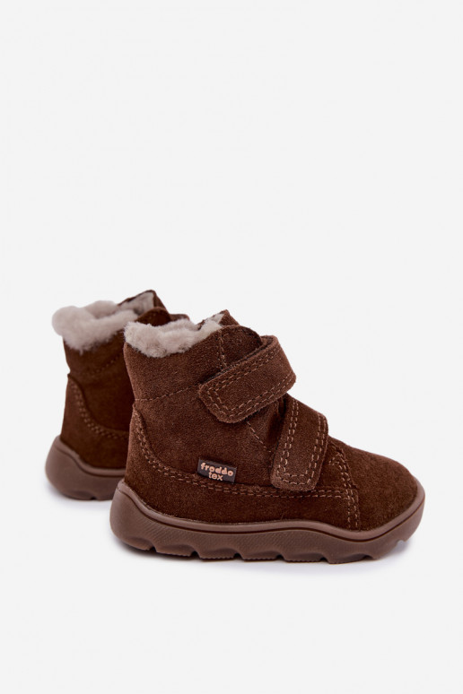 Suède kinder sneeuwlaarzen Barefoot Froddo G2110151-13 chocolade