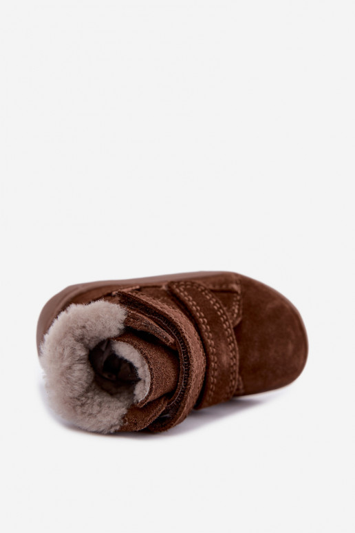 Suède kinder sneeuwlaarzen Barefoot Froddo G2110151-13 chocolade