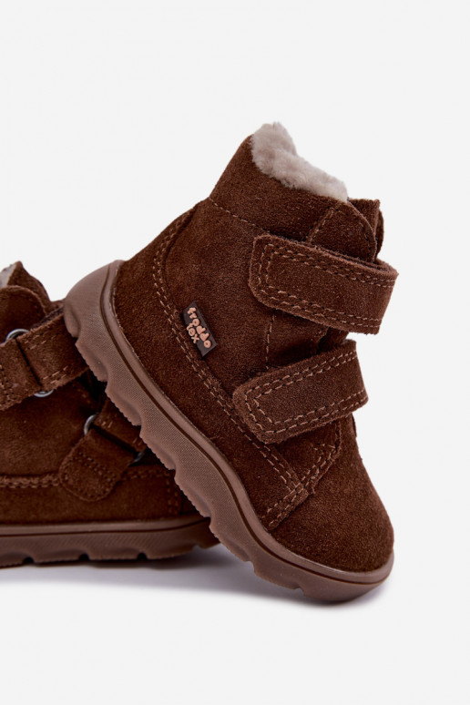Suède kinder sneeuwlaarzen Barefoot Froddo G2110151-13 chocolade