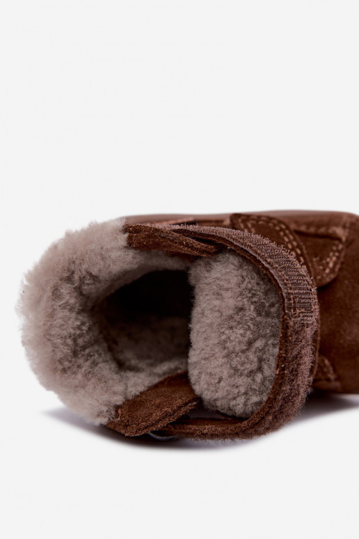 Suède kinder sneeuwlaarzen Barefoot Froddo G2110151-13 chocolade