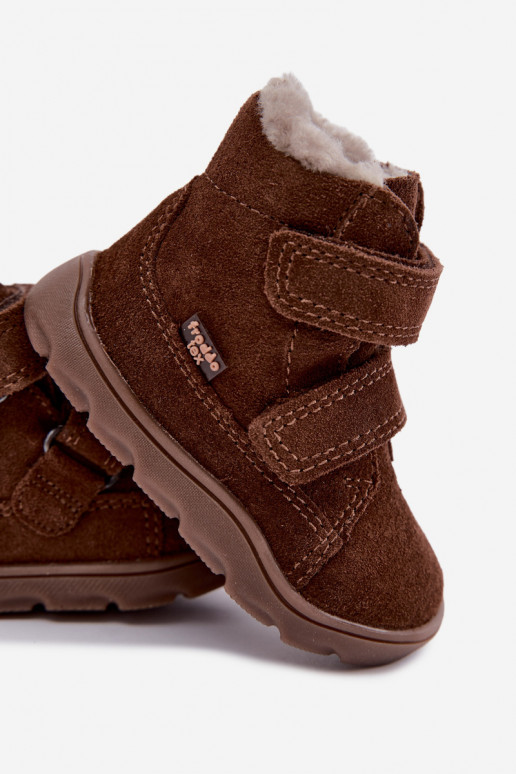 Suède kinder sneeuwlaarzen Barefoot Froddo G2110151-13 chocolade
