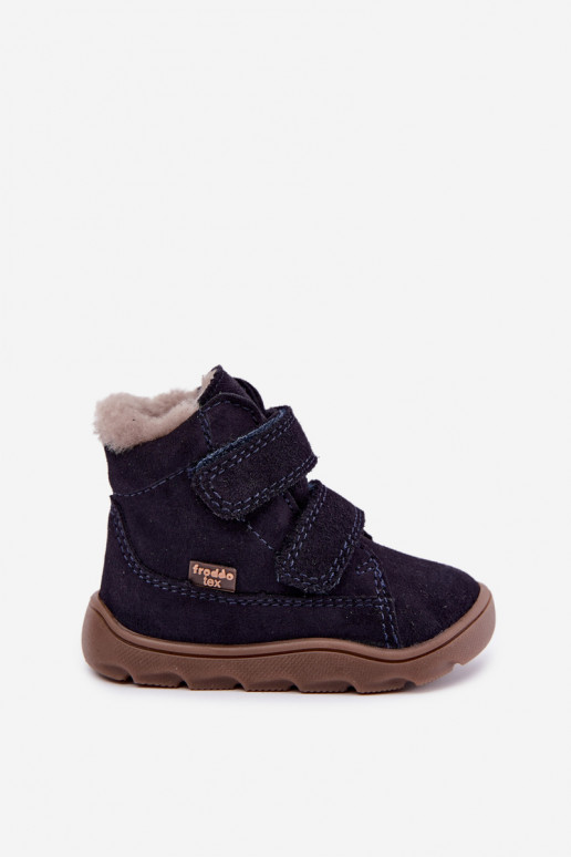 Suède kinder sneeuwlaarzen Barefoot Froddo G2110151 donkerblauw