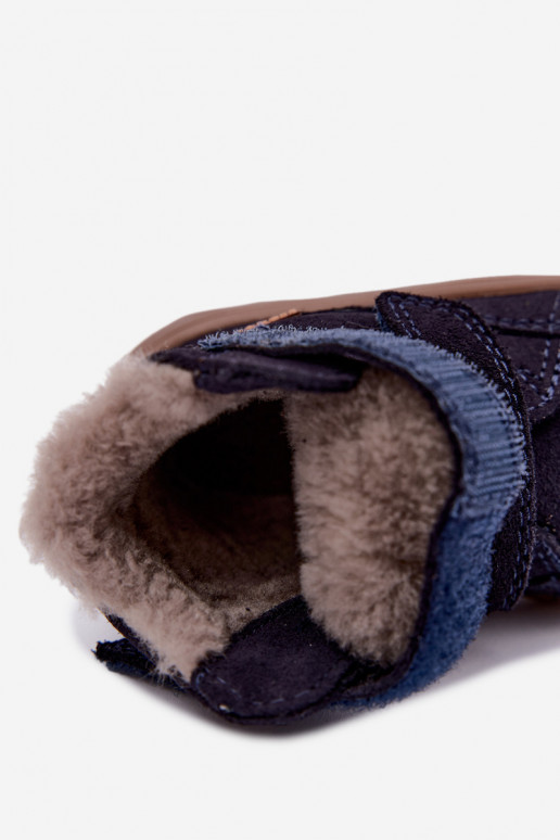 Suède kinder sneeuwlaarzen Barefoot Froddo G2110151 donkerblauw