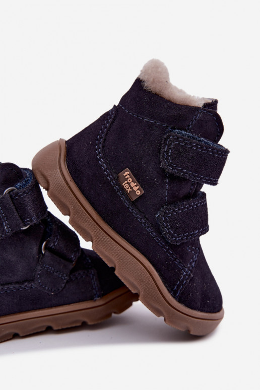 Suède kinder sneeuwlaarzen Barefoot Froddo G2110151 donkerblauw