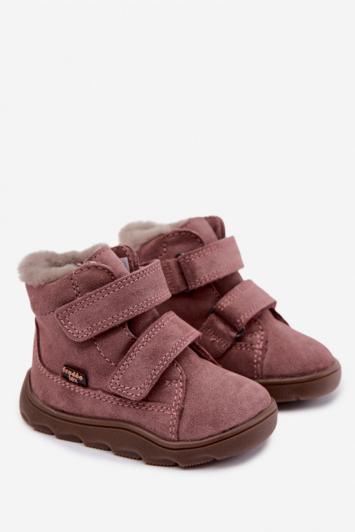 Suède kinder sneeuwlaarzen Barefoot Froddo G2110151 roze