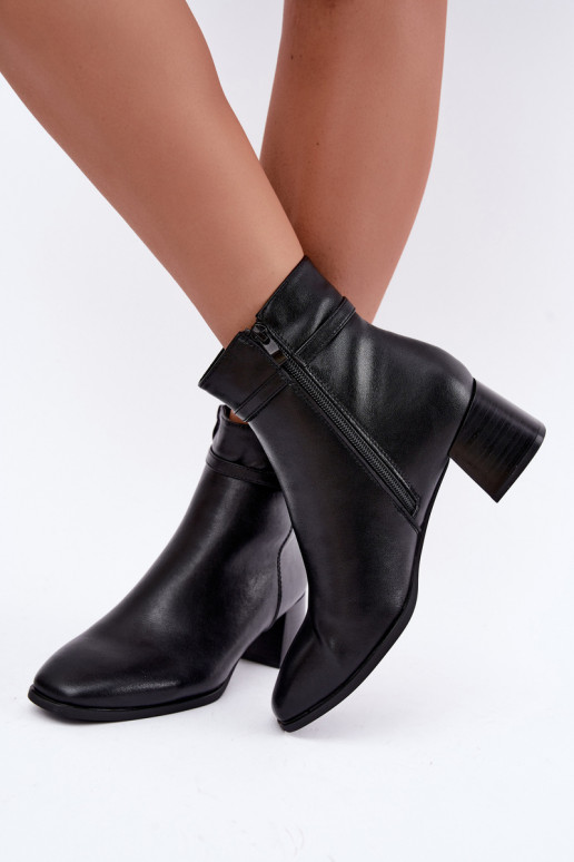 Leren dames geïsoleerde enkellaarsjes met gespen Sergio Leone BT-34 zwart