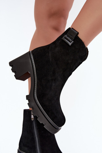 Gevoerde schoenen van faux suede met hakken T.Sokolski SH Z26-428 zwart 2