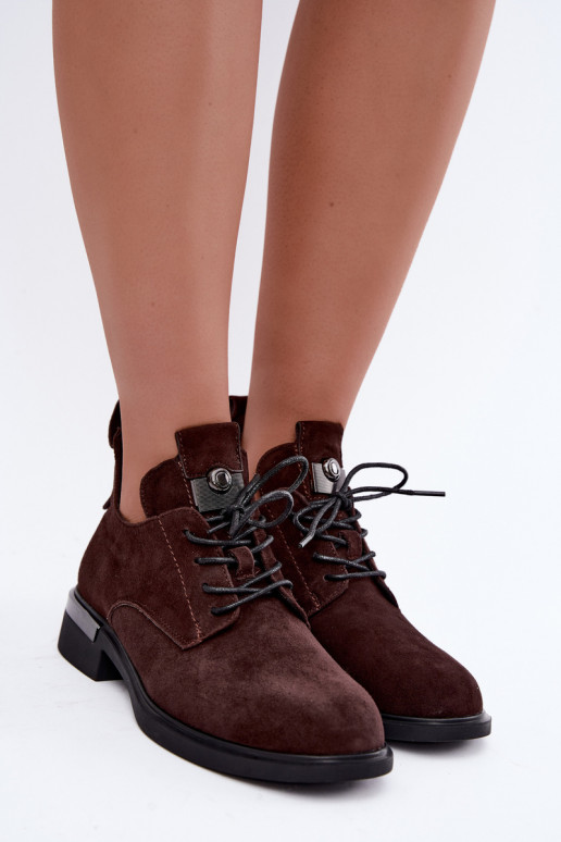 Faux suede enkellaarsjes Vinceza 89151 in chocolade kleur