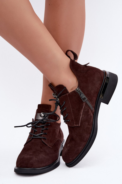 Faux suede enkellaarsjes Vinceza 89151 in chocolade kleur