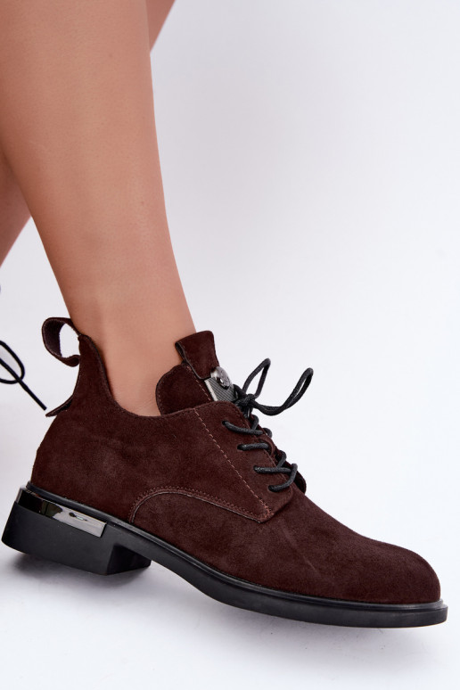 Faux suede enkellaarsjes Vinceza 89151 in chocolade kleur