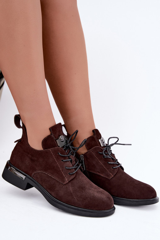 Faux suede enkellaarsjes Vinceza 89151 in chocolade kleur