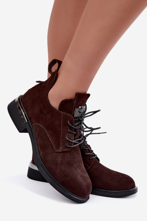 Faux suede enkellaarsjes Vinceza 89151 in chocolade kleur