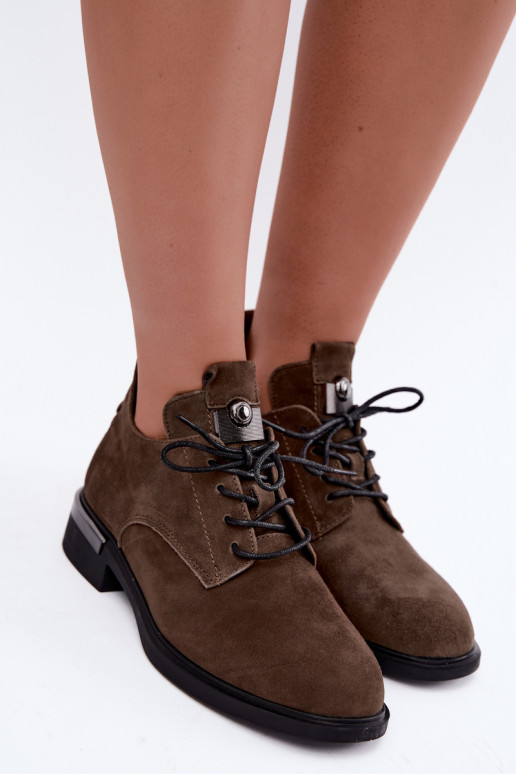 Faux suede enkellaarsjes Vinceza 89151 in kaki kleur