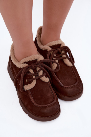Faux suede lage sneeuwlaarzen Vinceza 67022 in chocolade kleur 2