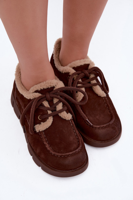 Faux suede lage sneeuwlaarzen Vinceza 67022 in chocolade kleur