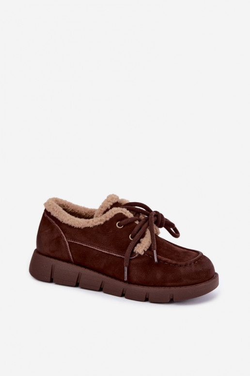 Faux suede lage sneeuwlaarzen Vinceza 67022 in chocolade kleur