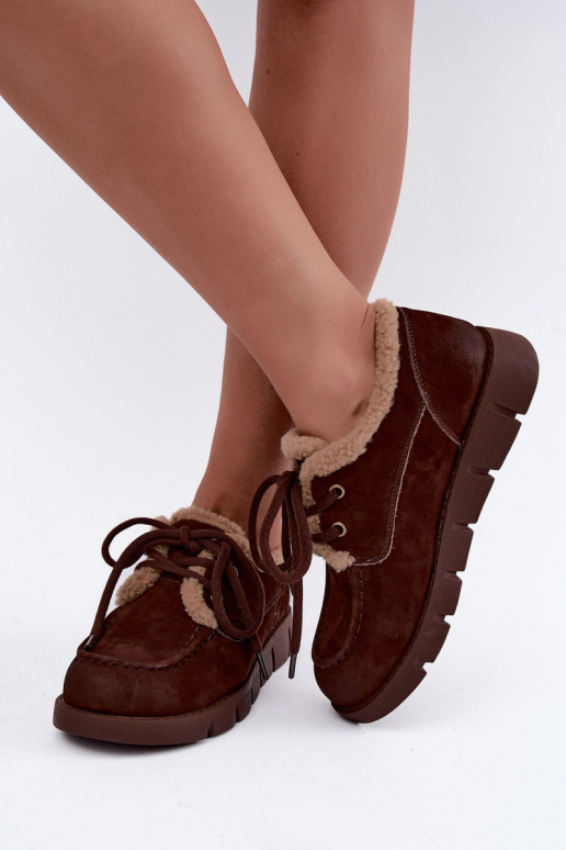 Faux suede lage sneeuwlaarzen Vinceza 67022 in chocolade kleur