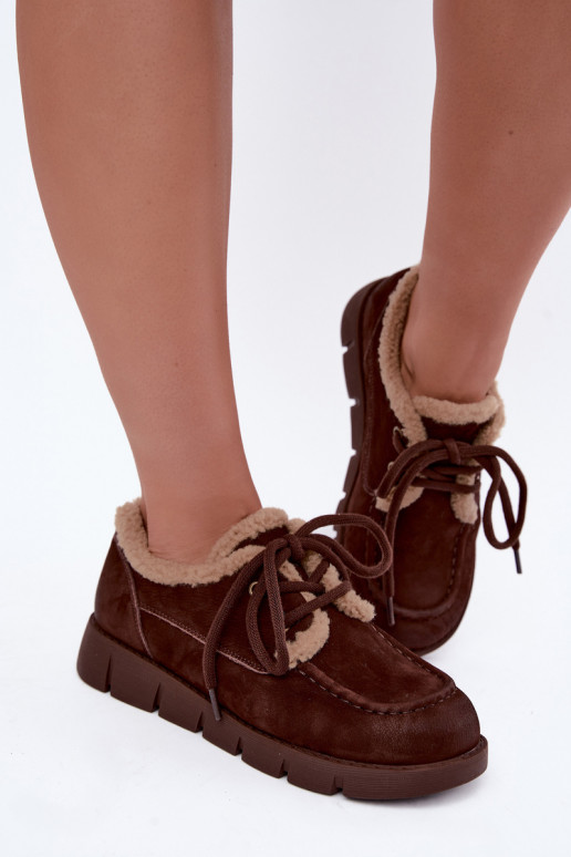 Faux suede lage sneeuwlaarzen Vinceza 67022 in chocolade kleur