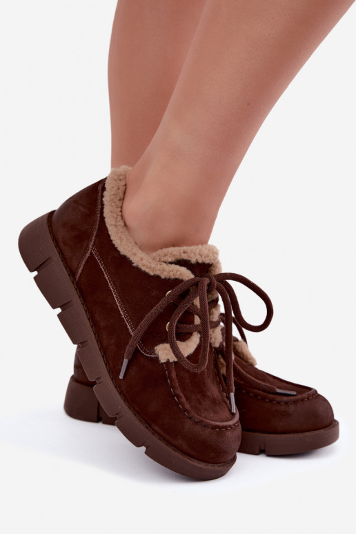 Faux suede lage sneeuwlaarzen Vinceza 67022 in chocolade kleur