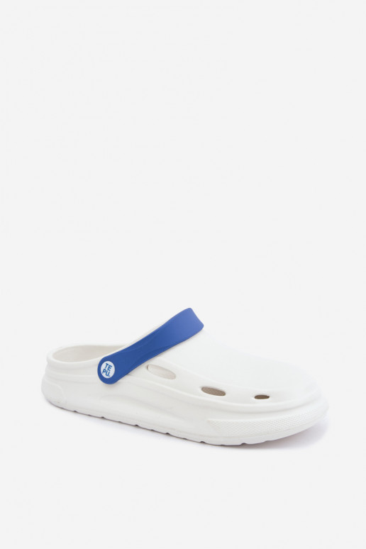 Witte en donkerblauwe lichte heren slippers met strepen Toren