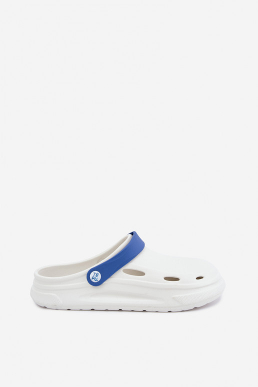 Witte en donkerblauwe lichte heren slippers met strepen Toren
